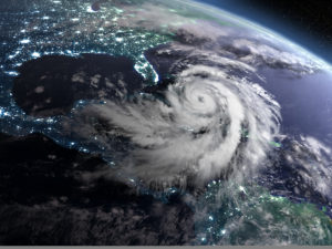 Hurricane on planet earth viewed from space.
