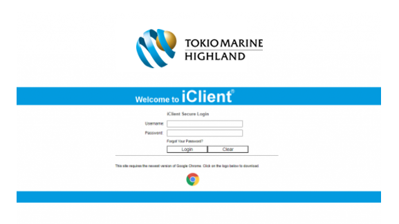 Tokio Marine Highland iClient screen shot.